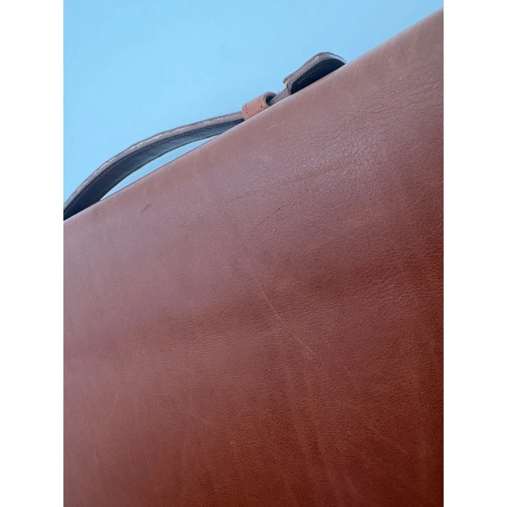 Coach Vintage Brown Leather Zip 3 Ring Portfolio Binder planner Organizer Krause